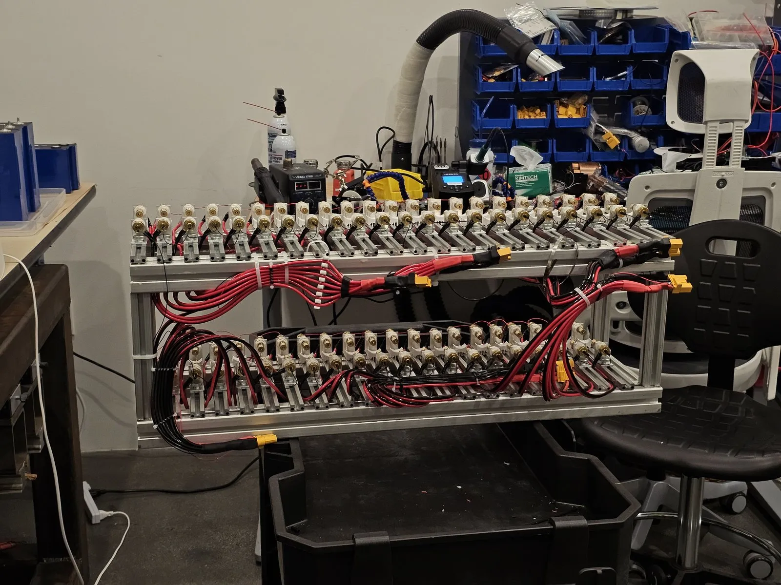 Second view of the cell-holder structure and wiring harnesses