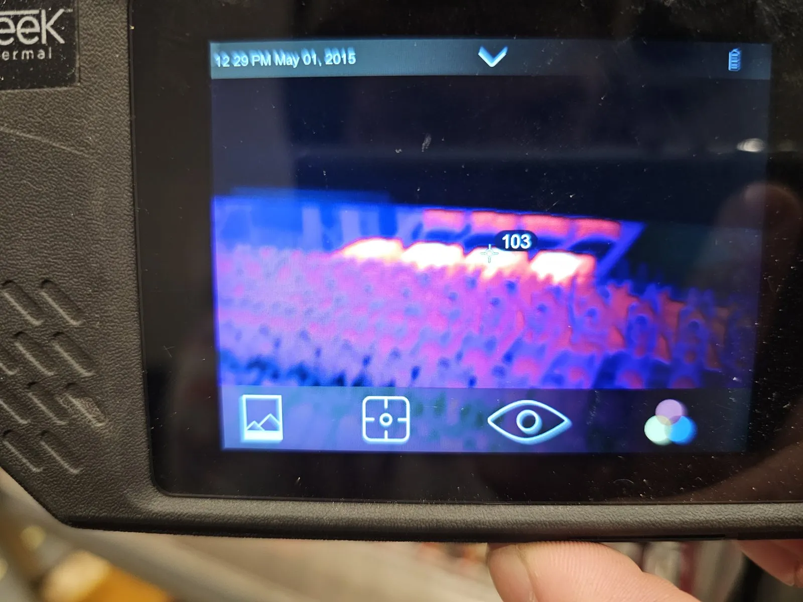 Second thermal-camera still of the interior temperatures